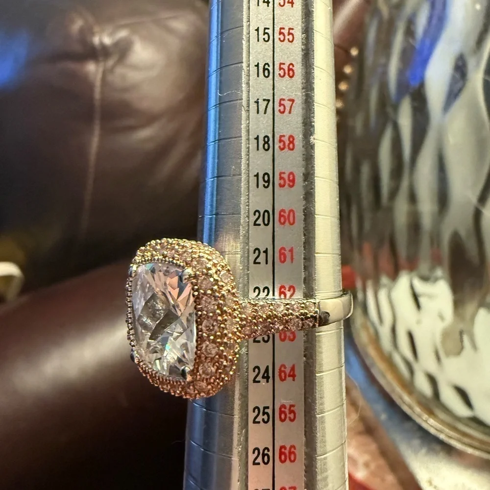 JOSEPH ESPOSITO ESPO STERLING SILVER ROSE AND CLEAR CZ COCKTAIL RING SIZE 10